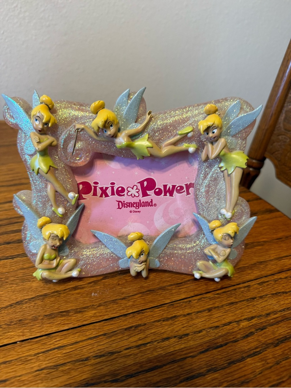 Disneyland Pixie Power Tinker Bell Glitter Picture Frame - Pink & Blue